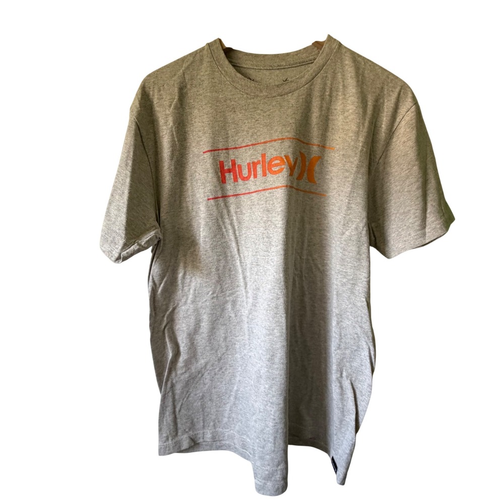 Hurley Graphic T-Shirt Mens Large Grey Short Sleeve Logo Tee